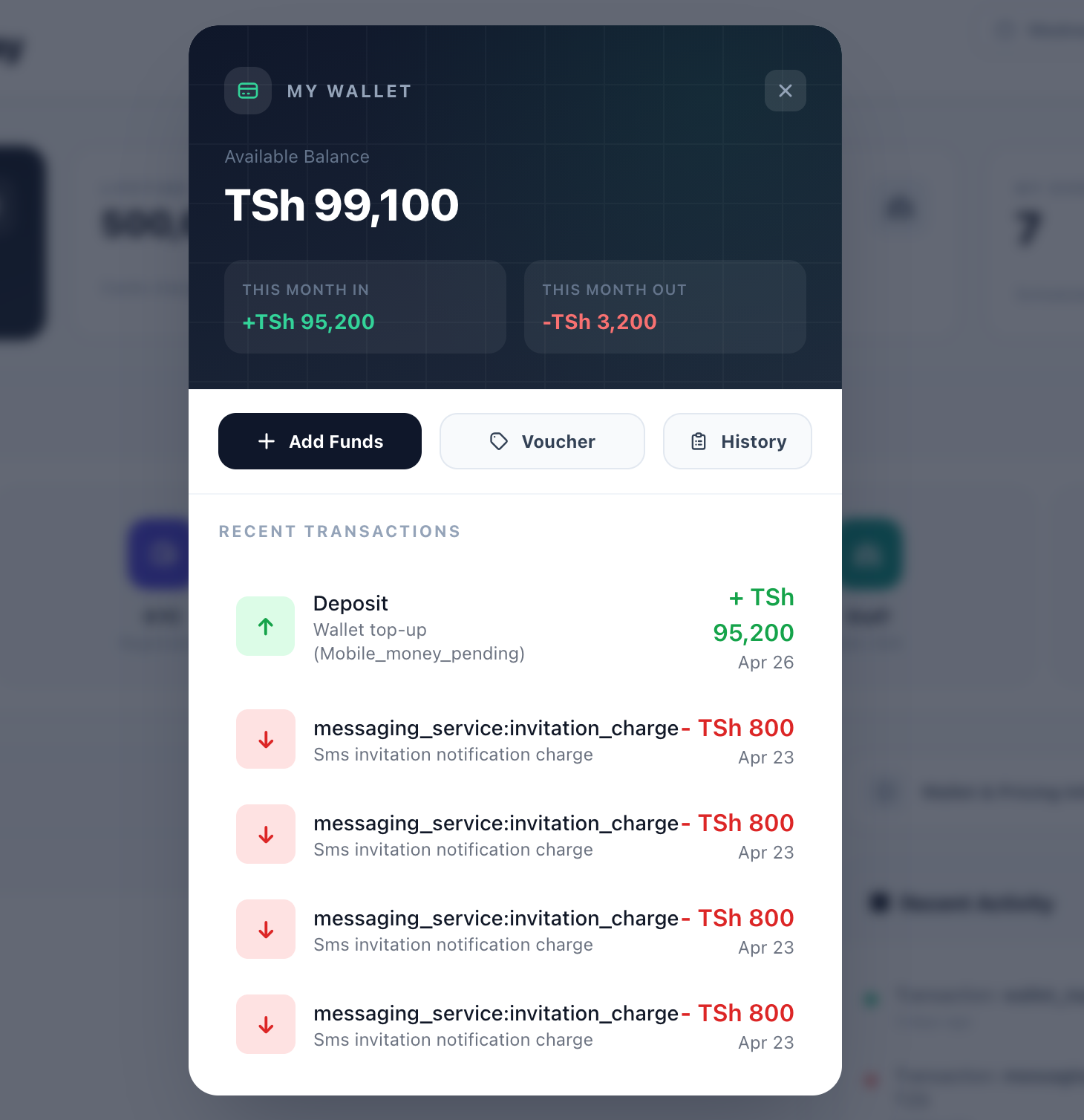 DigiCard wallet overview and transactions